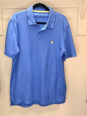 Izod Men’s Light Blue Polo with Yellow Logo (Large)